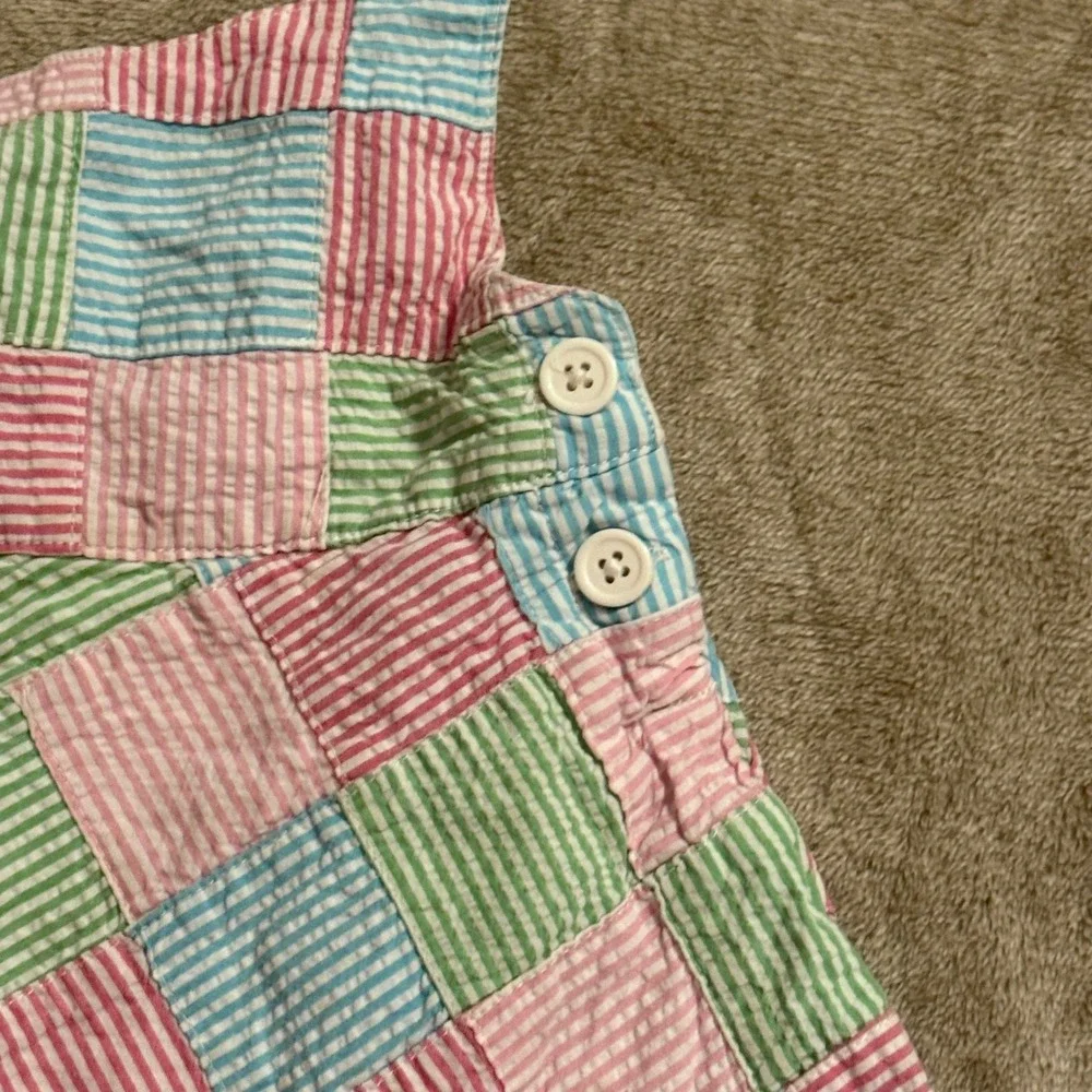 Gymboree Girls 3T Patchwork Seersucker Jumper Dress Pink Green Blue Striped